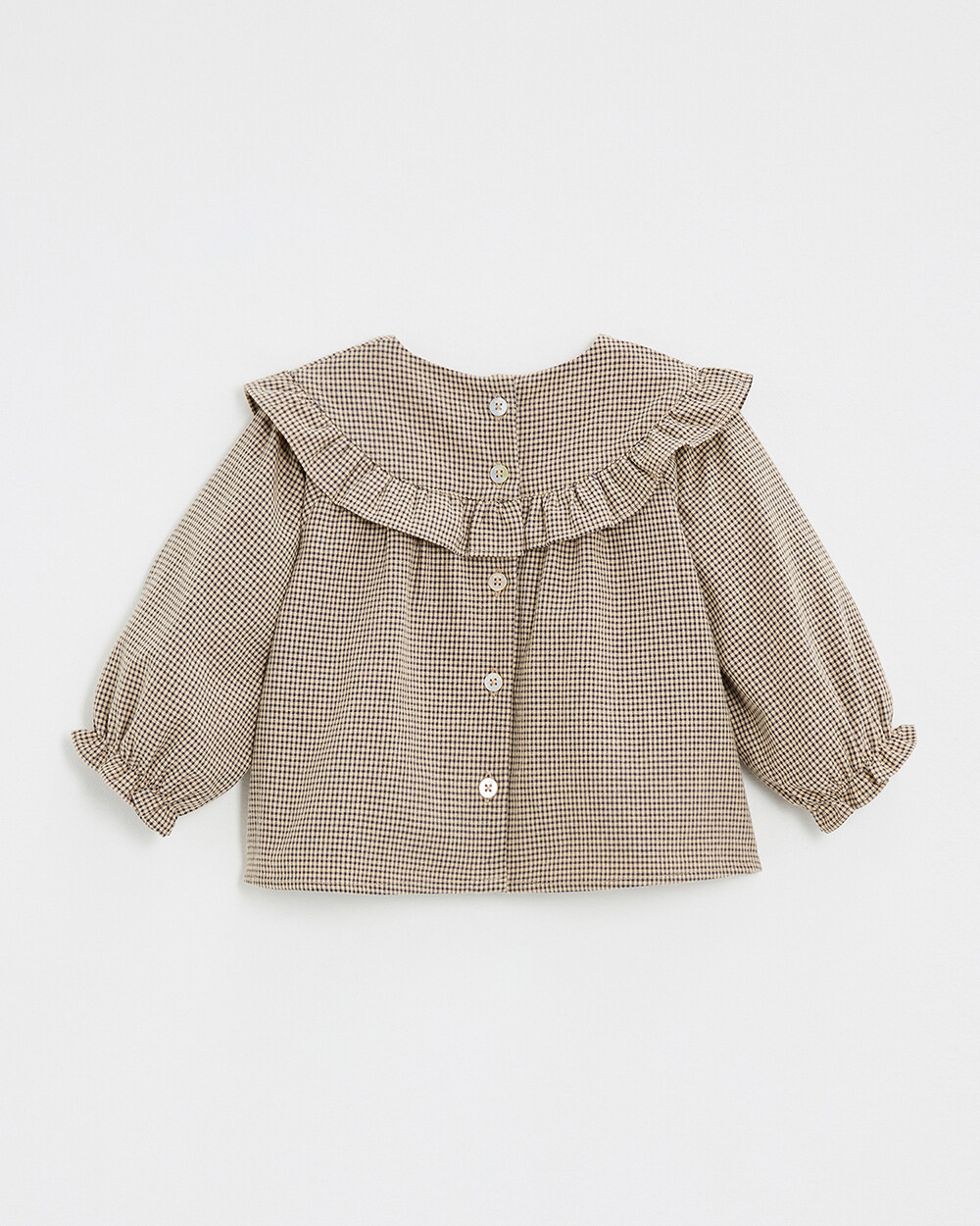 Blouse en vichy Coloris gris anthracite chin&eacute;/beige  Natalys