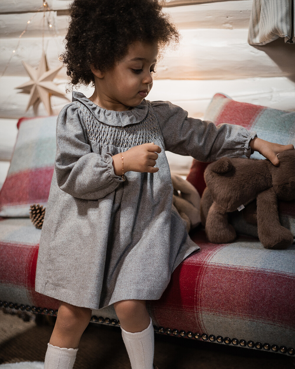 Robe manches longues flanelle Coloris beige  Natalys