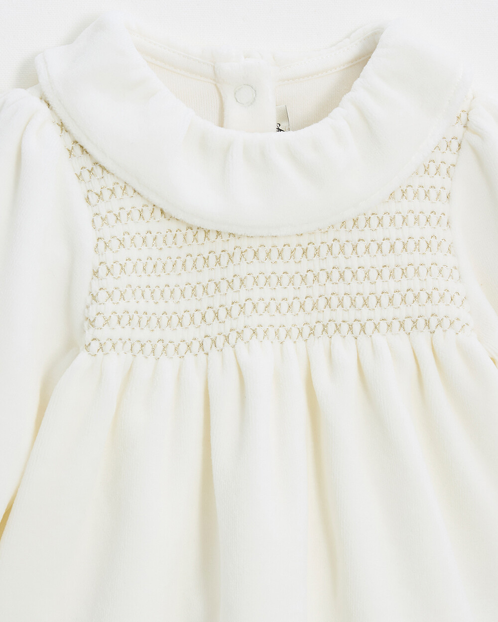 Pyjama deux pi&egrave;ces en velours smock&eacute; Coloris &eacute;cru  Natalys