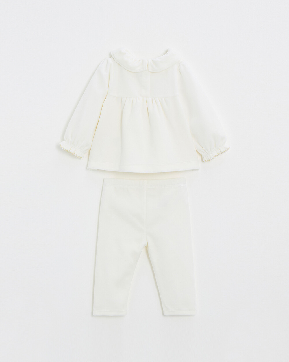 Pyjama deux pi&egrave;ces en velours smock&eacute; Coloris &eacute;cru  Natalys