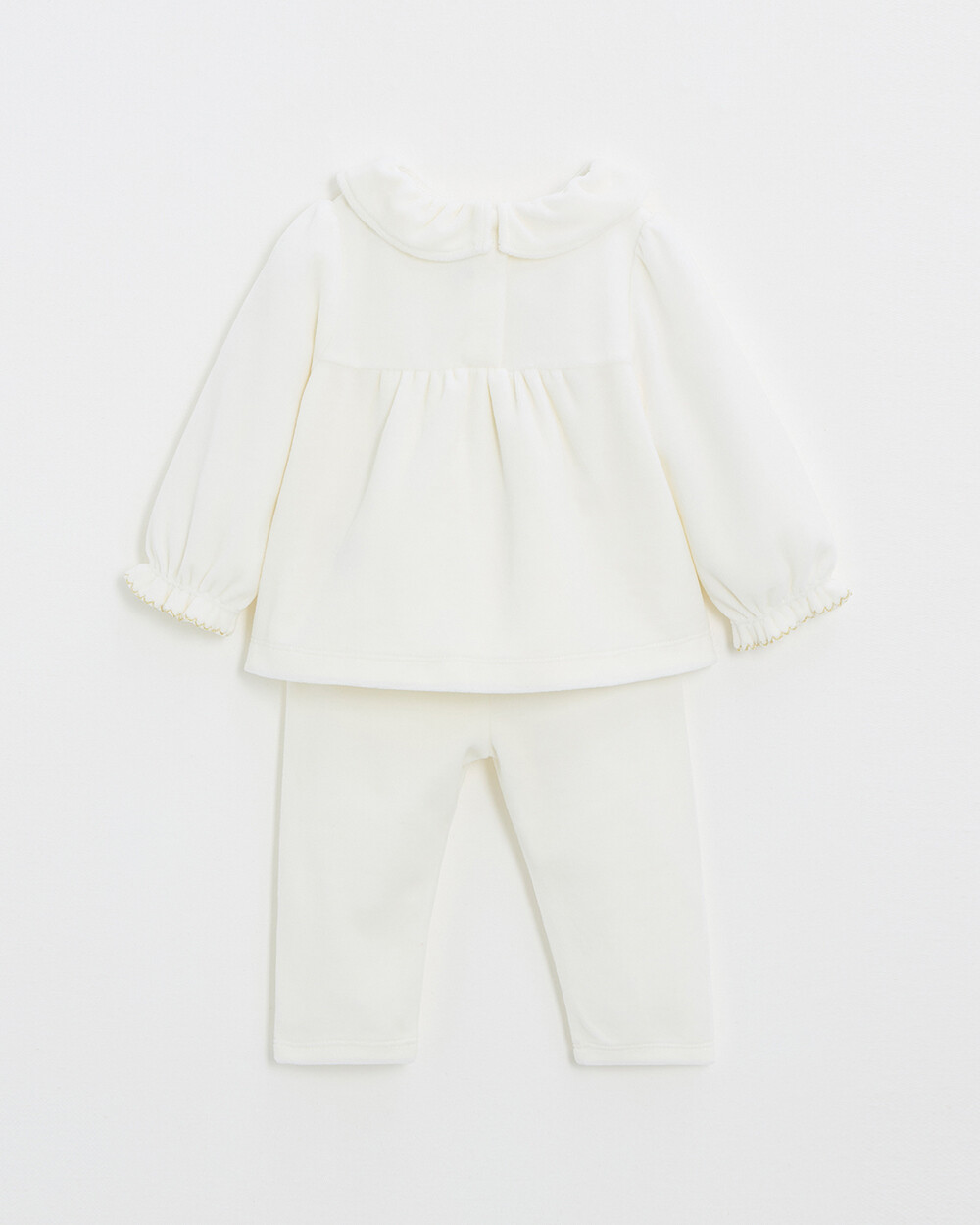 Pyjama deux pi&egrave;ces en velours smock&eacute; Coloris &eacute;cru  Natalys