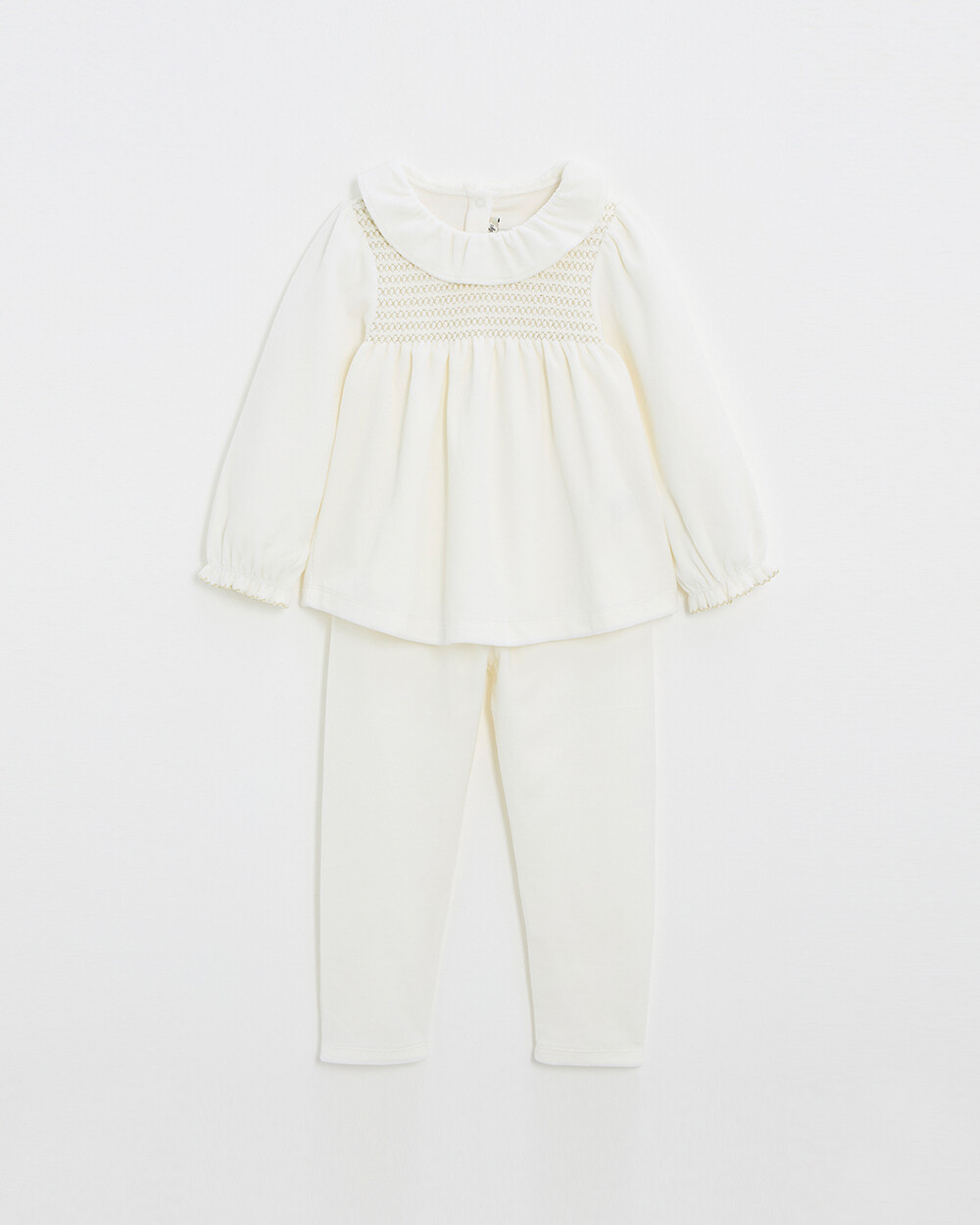 Pyjama deux pi&egrave;ces enfant en velours Coloris &eacute;cru  Natalys