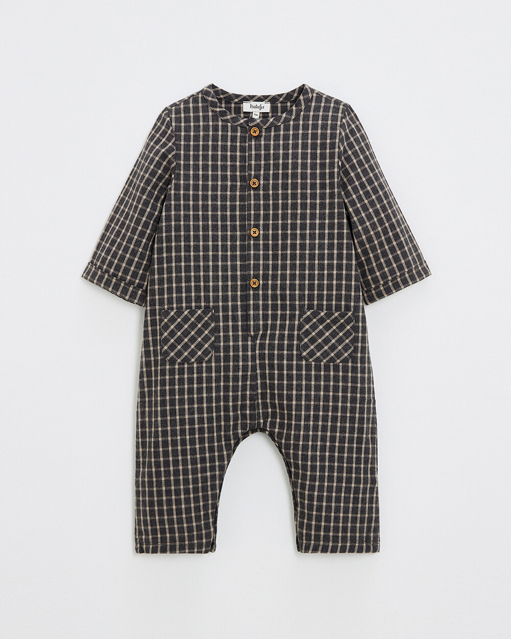 Pyjama une pièce en flanelle Coloris gris anthracite chiné Natalys