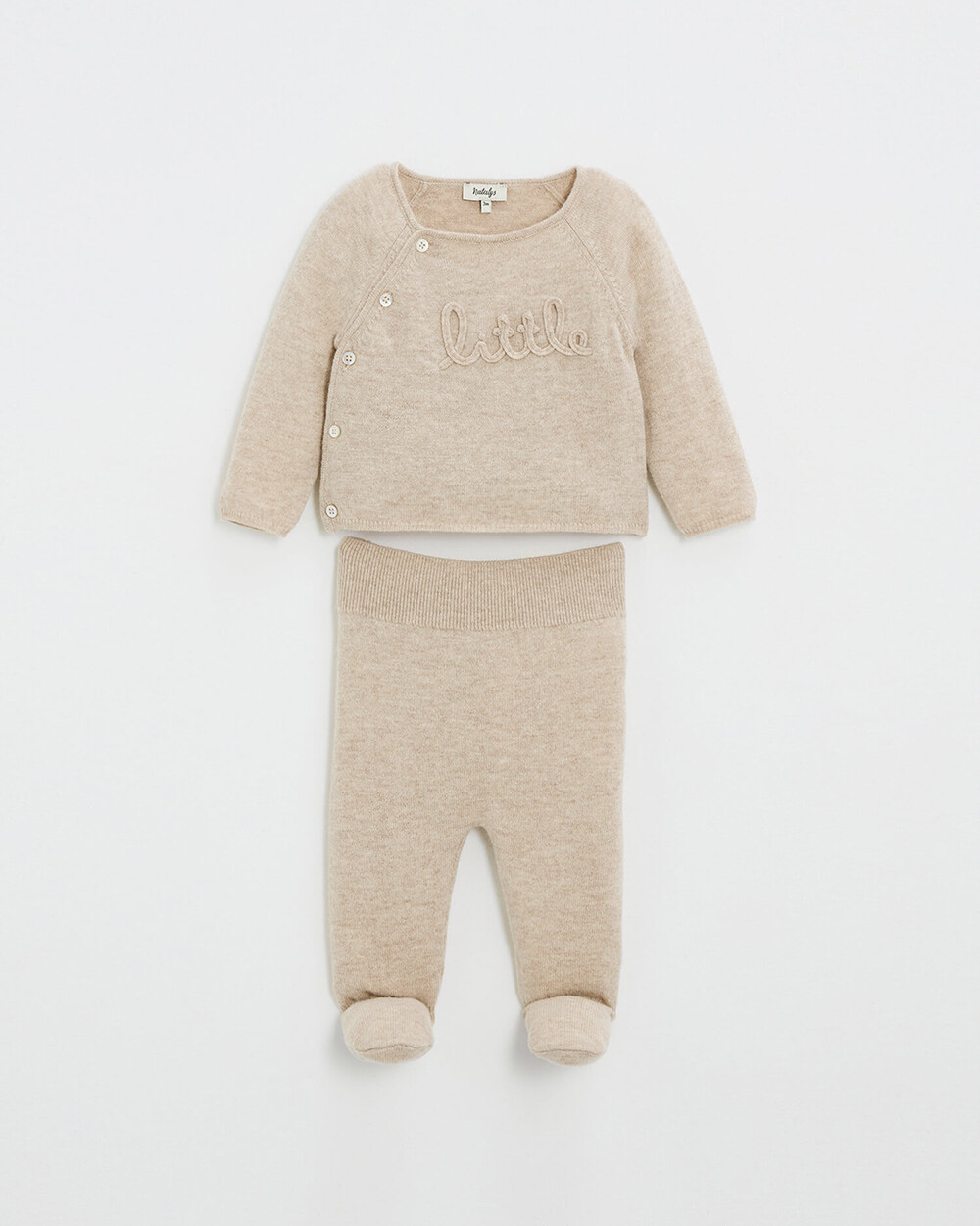 Ensemble brodé en laine mérinos Coloris Beige Natalys