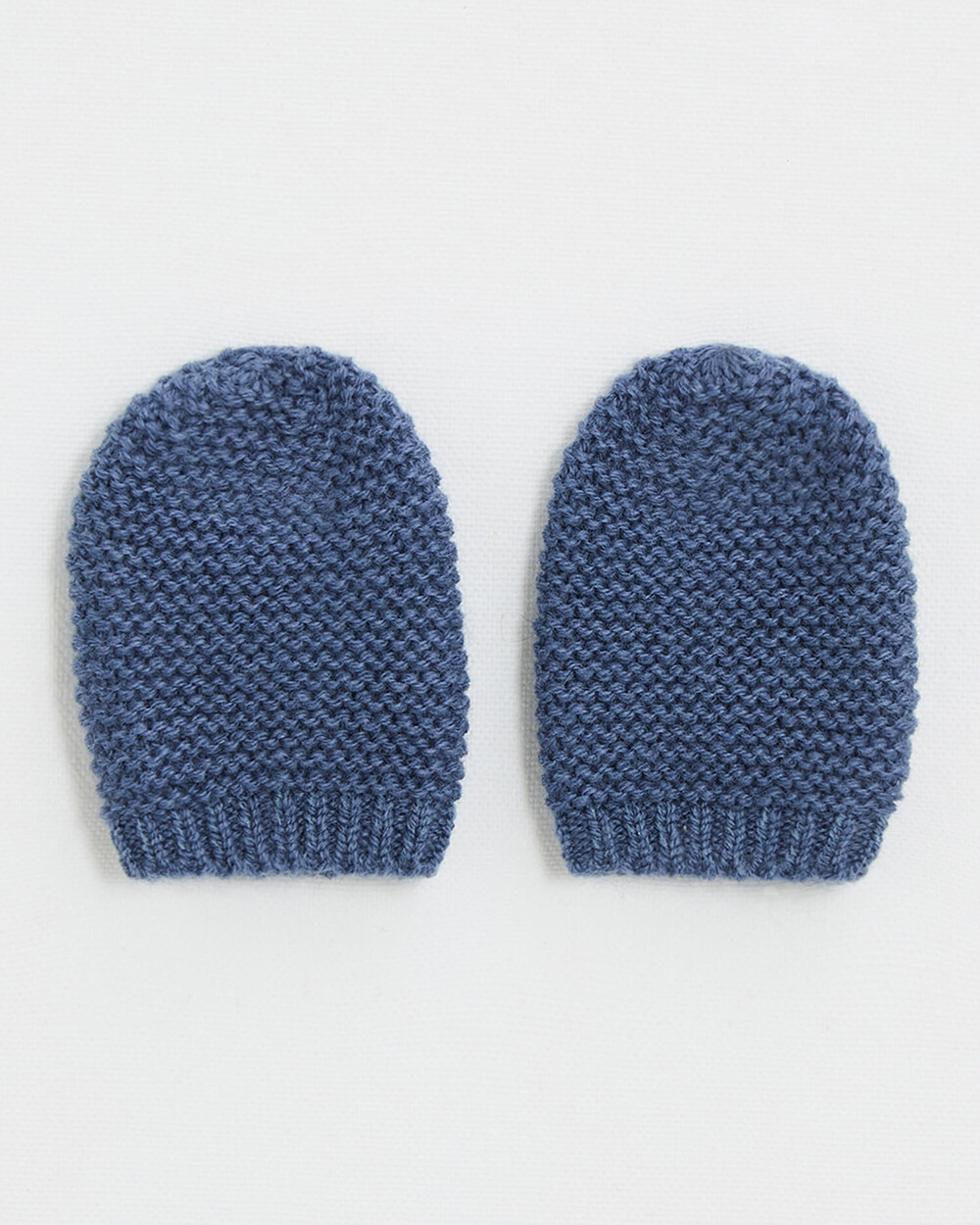 Moufles nouveau-n&eacute; en laine m&eacute;rinos Coloris Bleu  Natalys