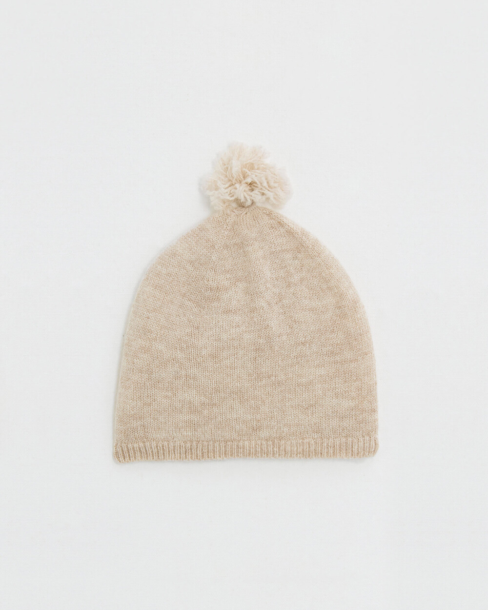 Bonnet &agrave; pompon en laine m&eacute;rinos Coloris Beige  Natalys