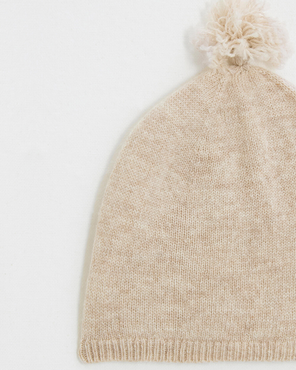 Bonnet &agrave; pompon en laine m&eacute;rinos Coloris Beige  Natalys