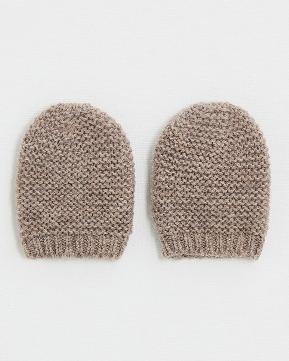 Moufles nouveau-n&eacute; en laine m&eacute;rinos Coloris Moka  Natalys