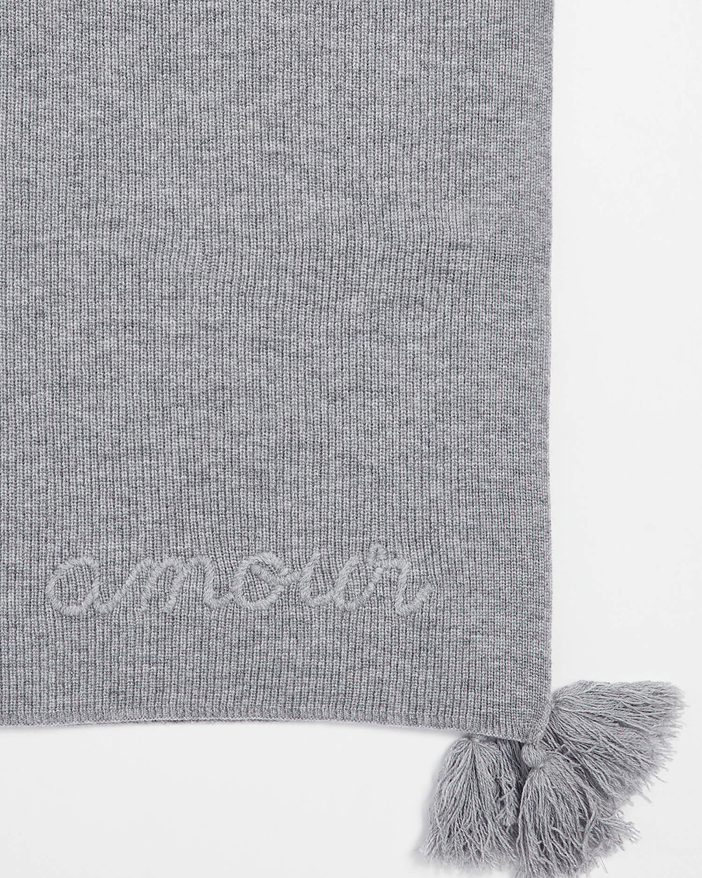 Couverture brodée en laine mérinos Coloris gris Natalys