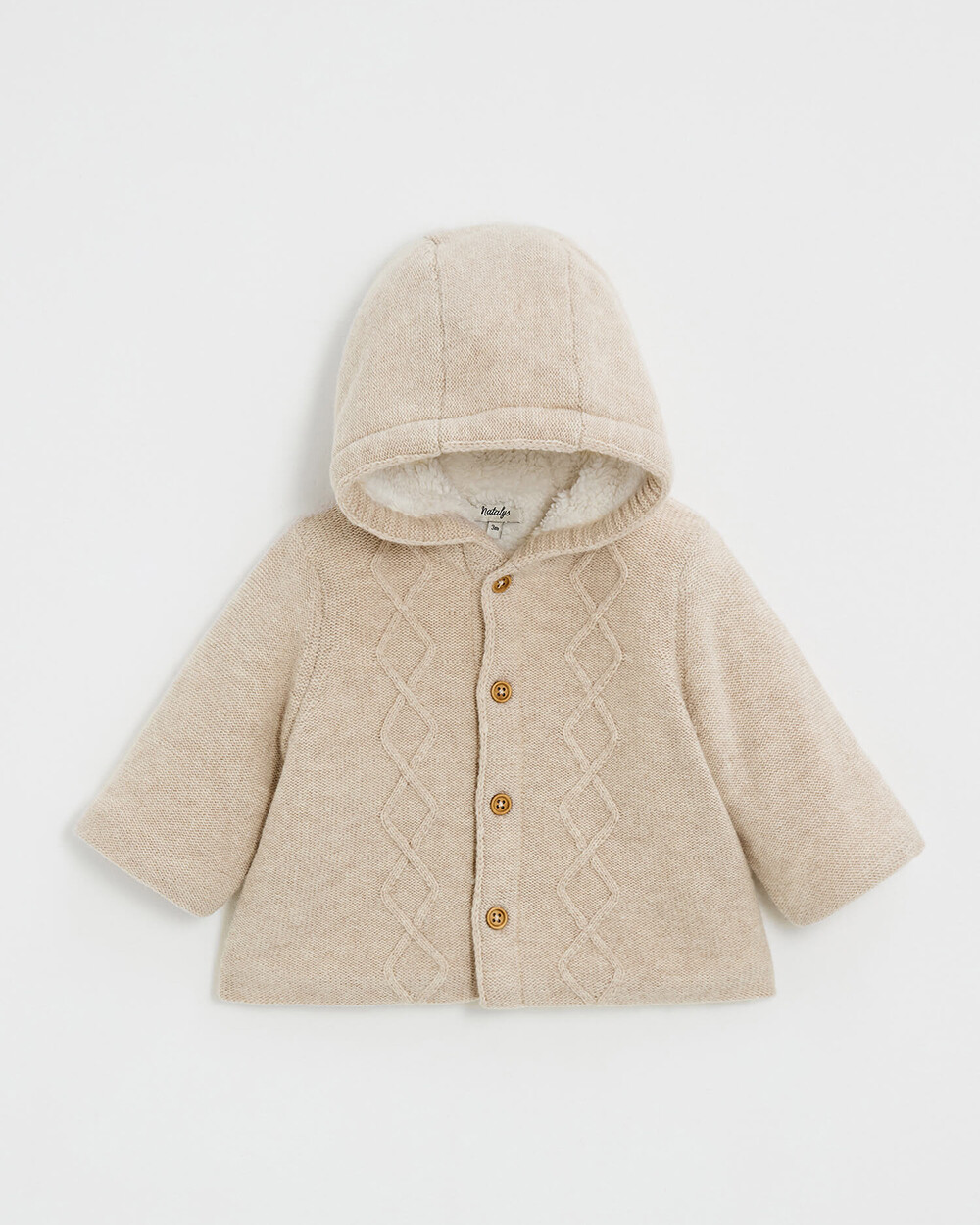 Veste à capuche en laine mérinos Coloris Beige Natalys