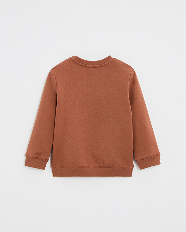 Sweat en molleton animé Coloris brique Natalys