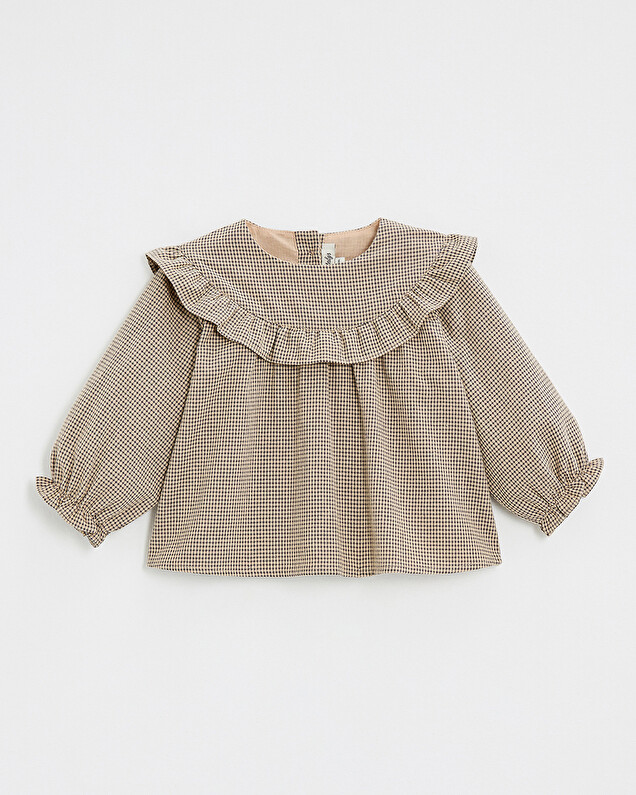 Blouse en vichy Coloris gris anthracite chiné/beige Natalys