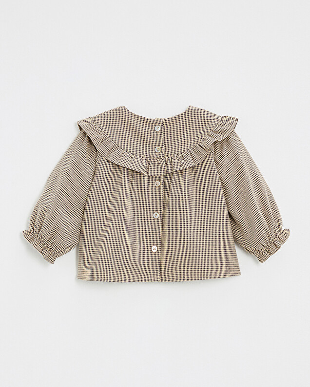 Blouse en vichy Coloris gris anthracite chiné/beige Natalys