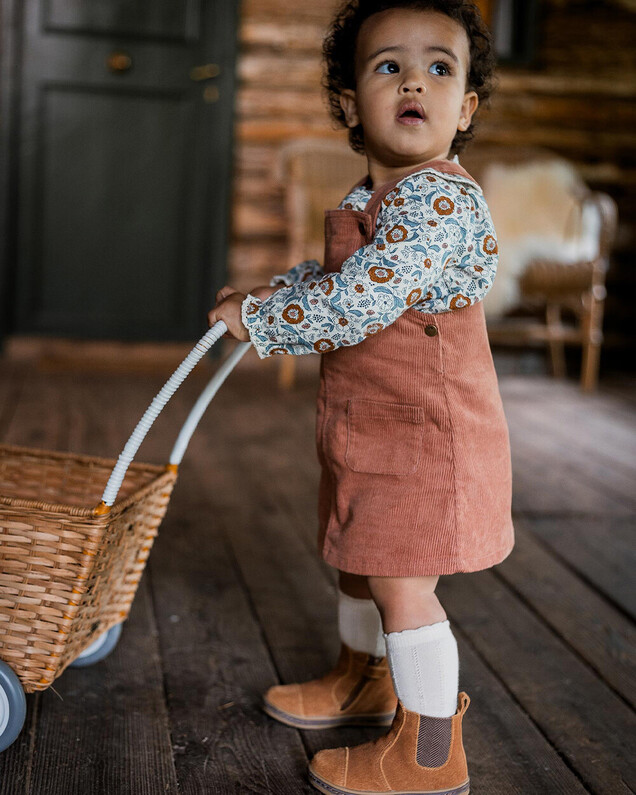 Robe salopette en velours Colors rose bégonia Natalys