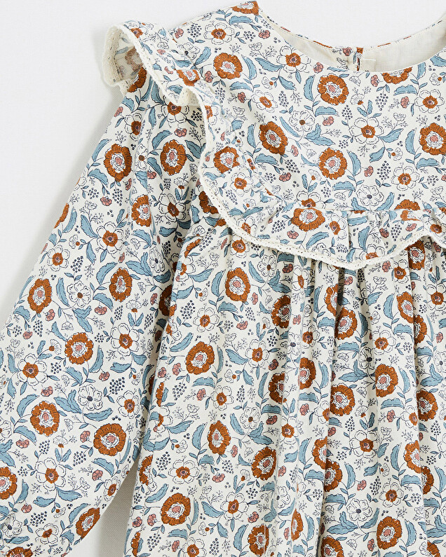 Robe manches longues imprimé Imprimé fleurs folk Natalys