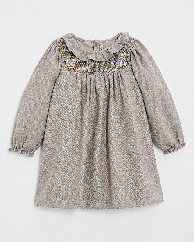Robe manches longues flanelle Coloris beige Natalys