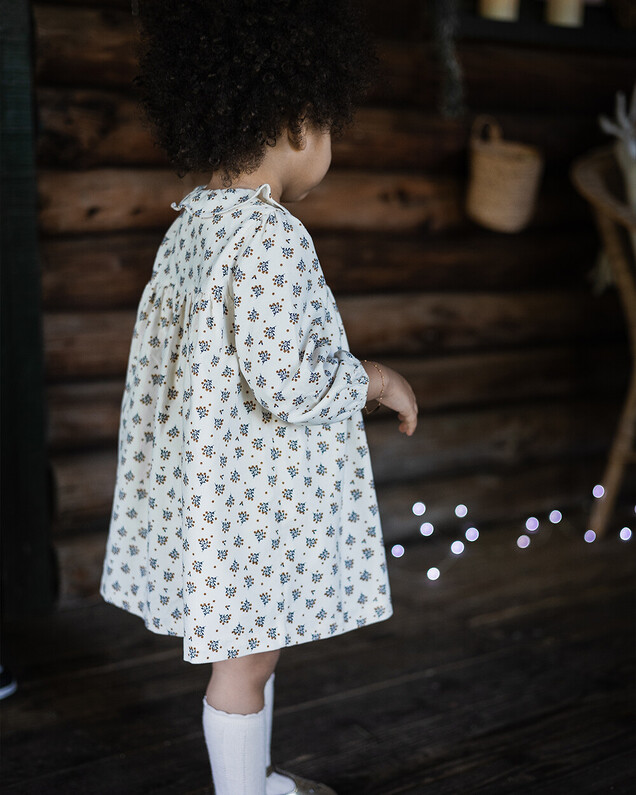 Robe manches longues velours Imprimé boutons d'or Natalys