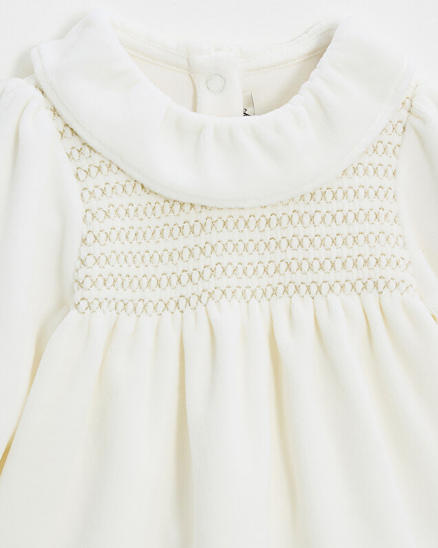 Pyjama deux pièces en velours smocké Coloris écru Natalys