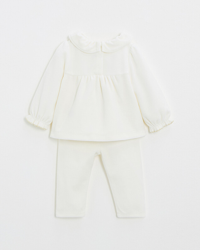 Pyjama deux pièces en velours smocké Coloris écru Natalys