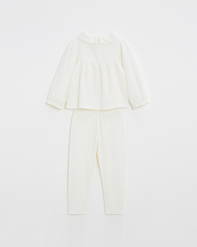 Pyjama deux pièces enfant en velours Coloris écru Natalys