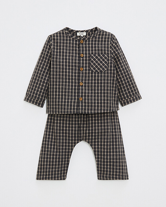 Pyjama deux pièces en flanelle Coloris gris anthracite chiné Natalys