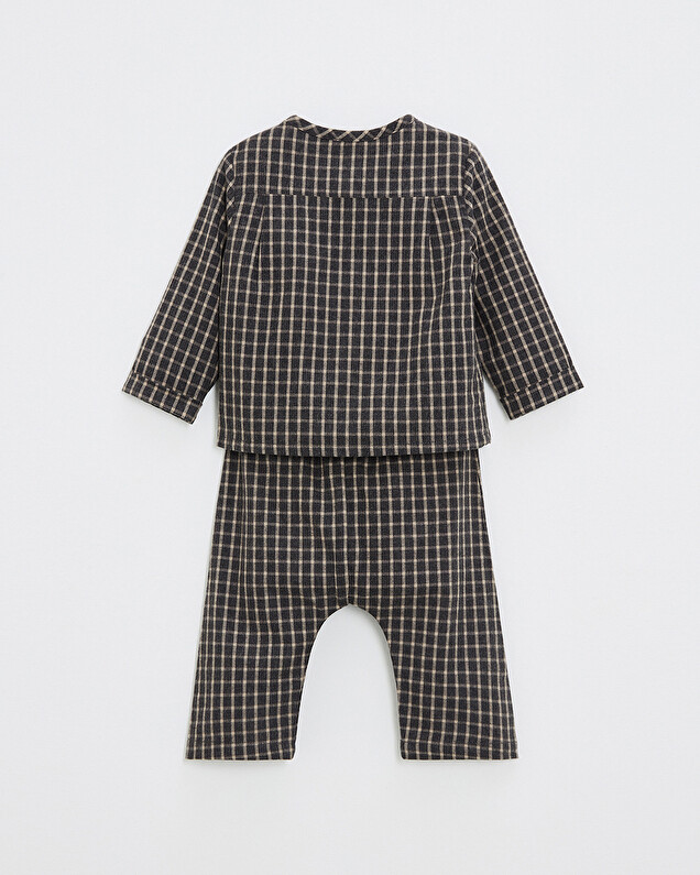 Pyjama deux pièces en flanelle Coloris gris anthracite chiné Natalys