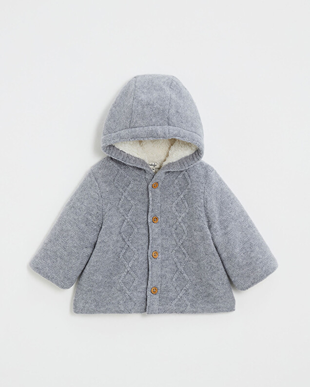 Veste à capuche en laine mérinos Coloris Gris Natalys