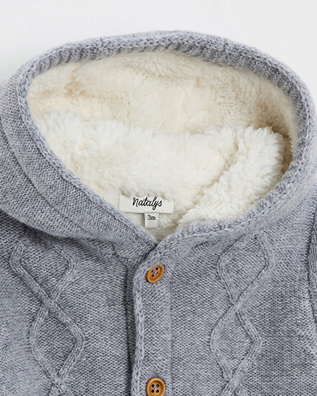 Veste à capuche en laine mérinos Coloris Gris Natalys