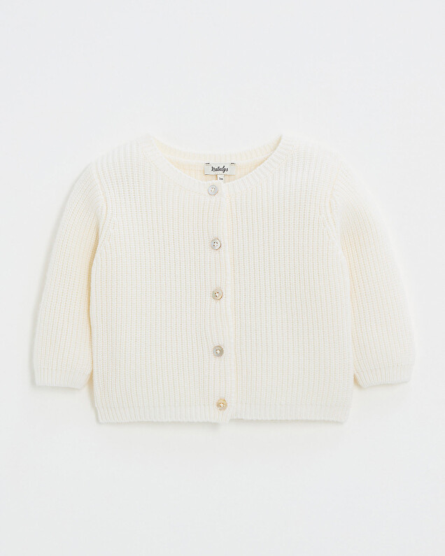 Gilet en laine mérinos Coloris Ecru Natalys