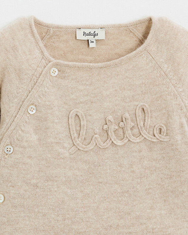 Ensemble brodé en laine mérinos Coloris Beige Natalys