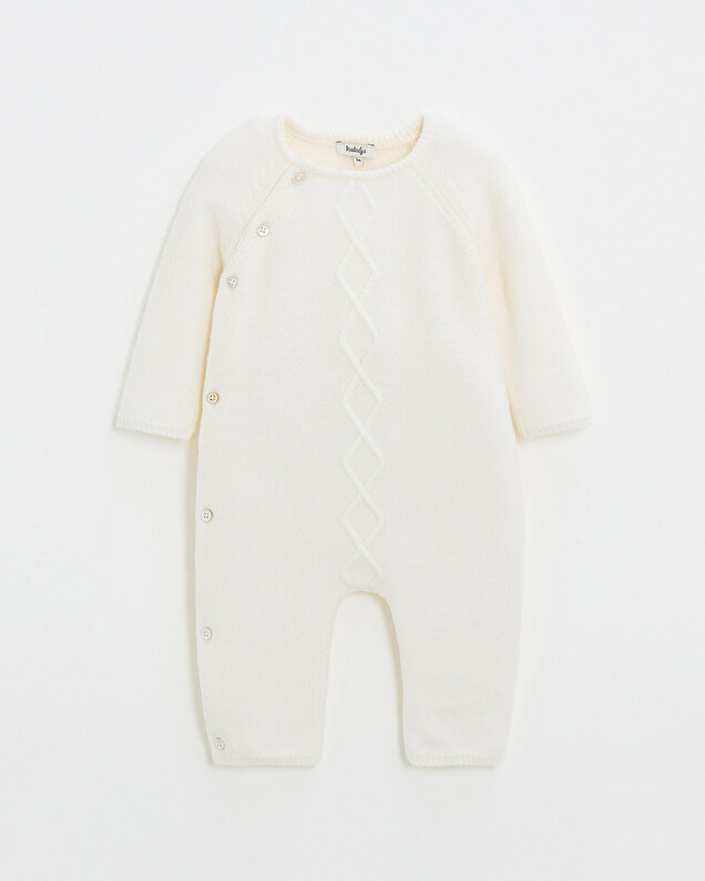 Combinaison longue sans pied en laine mé... Coloris Ecru Natalys
