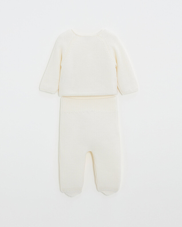 Ensemble en laine mérinos Coloris Ecru Natalys