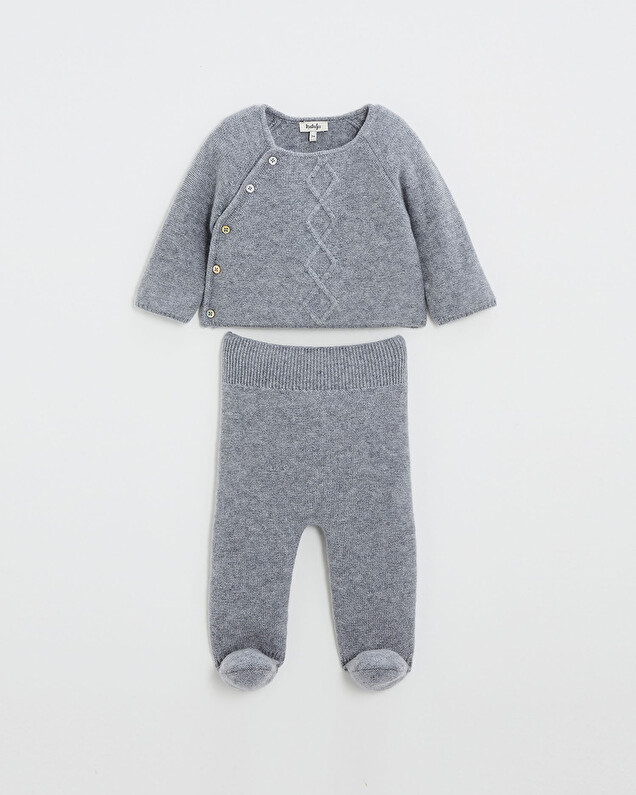 Ensemble en laine mérinos Coloris Gris Natalys