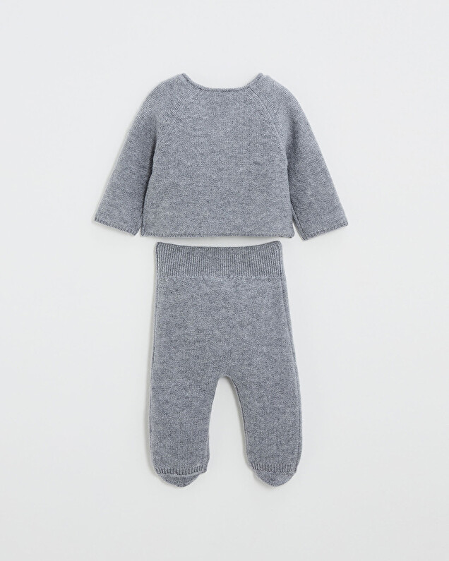 Ensemble en laine mérinos Coloris Gris Natalys