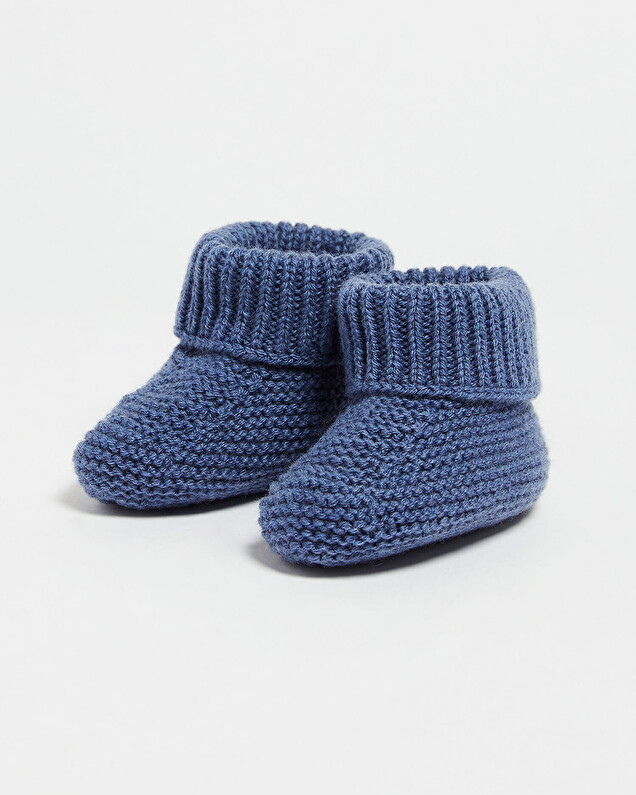 Chaussons en laine mérinos Coloris Bleu Natalys