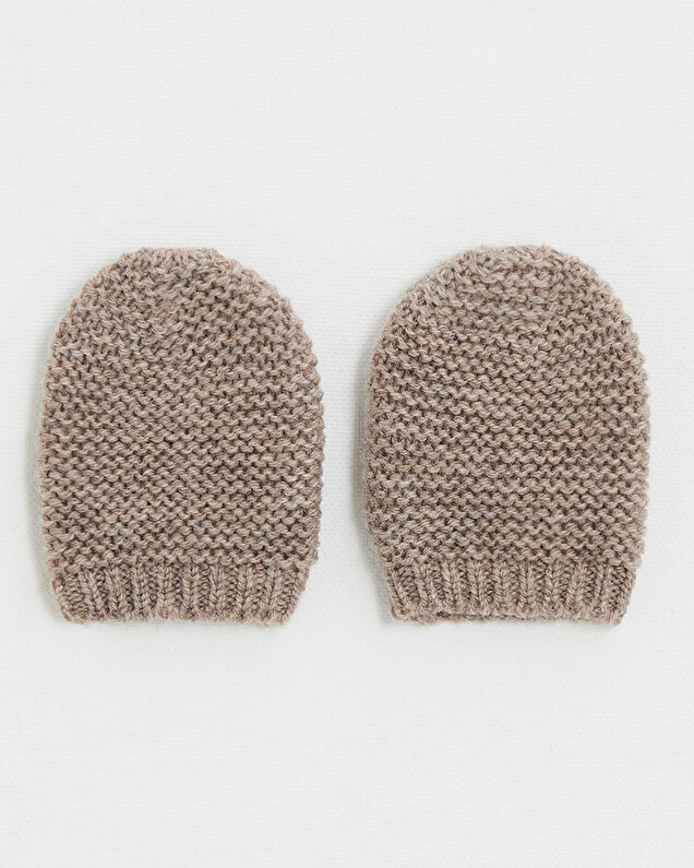 Moufles nouveau-né en laine mérinos Coloris Moka Natalys