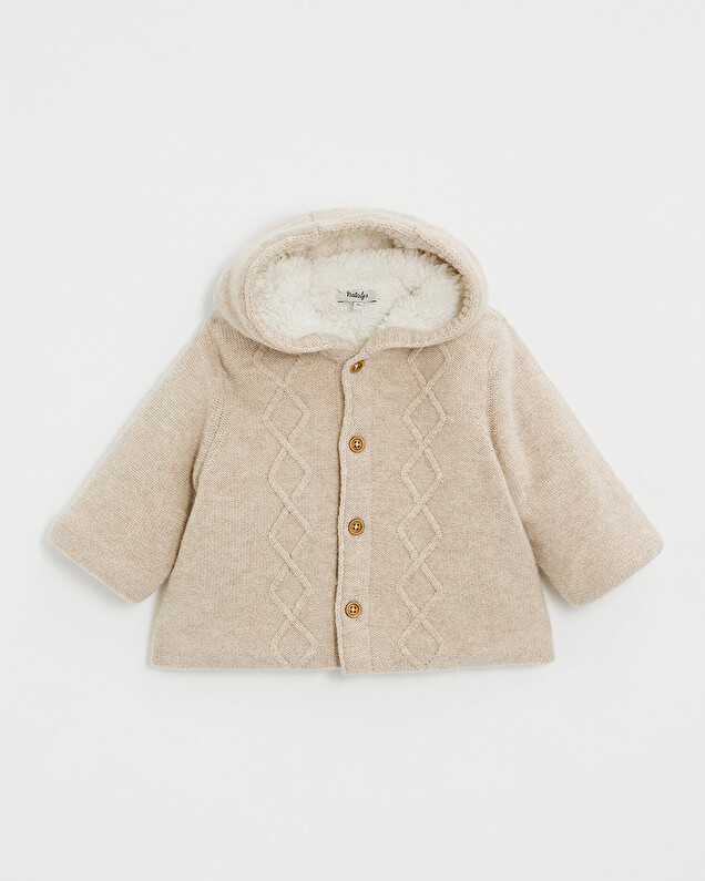 Veste à capuche en laine mérinos Coloris Beige Natalys