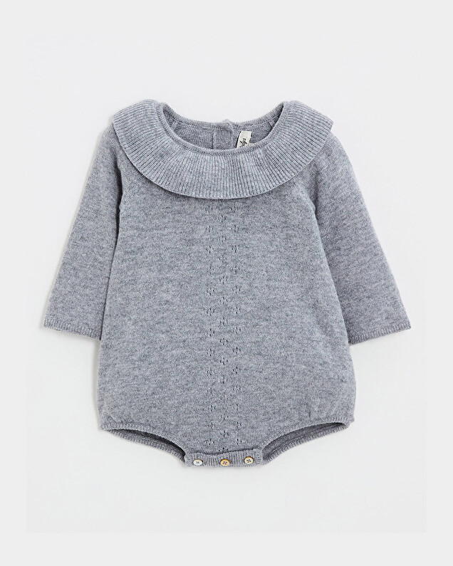 Barboteuse en laine mérinos Coloris Gris Natalys
