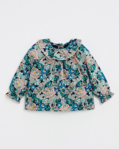 Blouse en popeline imprim&eacute; Imprim&eacute; grosses fleurs  Natalys