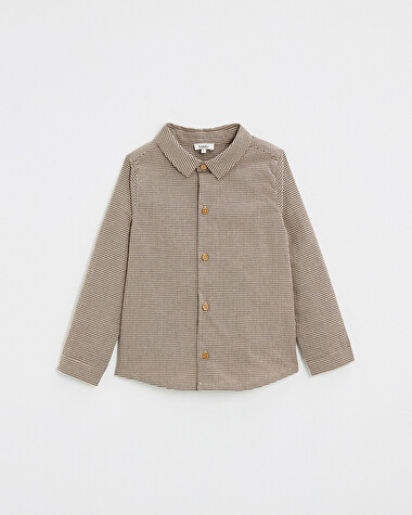Chemise en vichy Coloris gris anthracite chin&eacute;/beige  Natalys