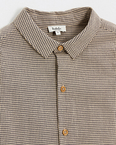 Chemise en vichy Coloris gris anthracite chin&eacute;/beige  Natalys