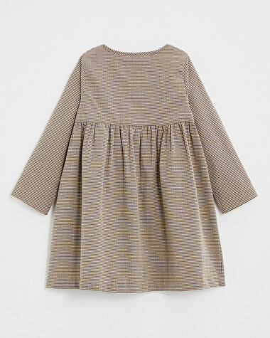 Robe manches longues en vichy Coloris gris anthracite chin&eacute;/beige  Natalys