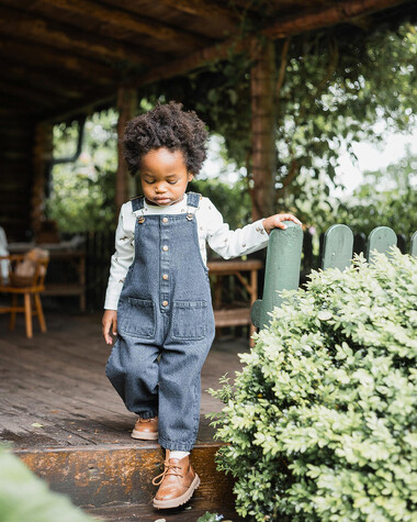 Salopette longue en denim Coloris gris anthracite  Natalys