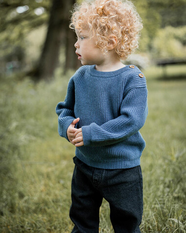 Pull en tricot fantaisie Coloris bleu nocturne  Natalys