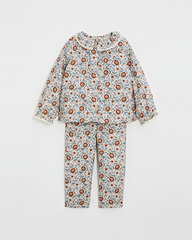 Pyjama deux pi&egrave;ces enfant Imprim&eacute; fleurs folk  Natalys