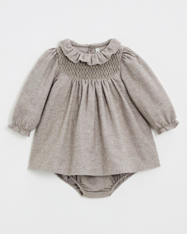 Robe manches longues flanelle Coloris beige  Natalys