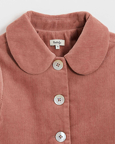 Manteau en velours c&ocirc;tel&eacute; Colors rose b&eacute;gonia  Natalys