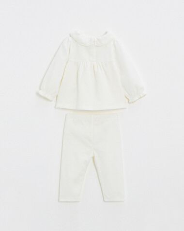 Pyjama deux pi&egrave;ces en velours smock&eacute; Coloris &eacute;cru  Natalys