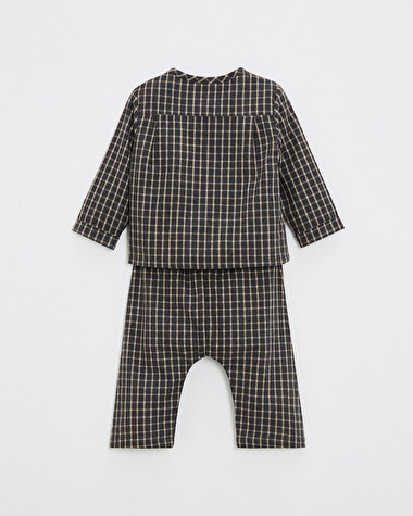 Pyjama deux pi&egrave;ces en flanelle Coloris gris anthracite chin&eacute;  Natalys