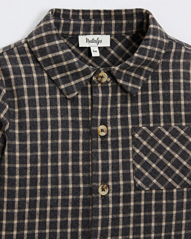 Chemise en flanelle Coloris gris anthracite chin&eacute;  Natalys